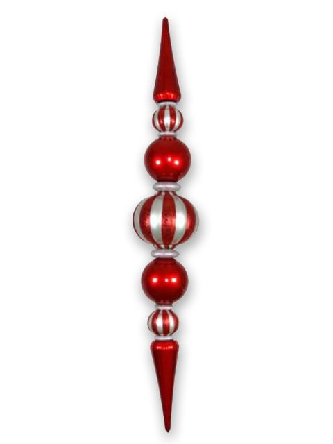 Giant Oversized Shatterproof Finial Ornament, Red & Silver