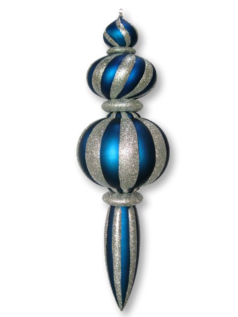 ORN-OVS-52-BL-SLV 52 in. Oversized Shatterproof Finial Ornament, Blue & Silver