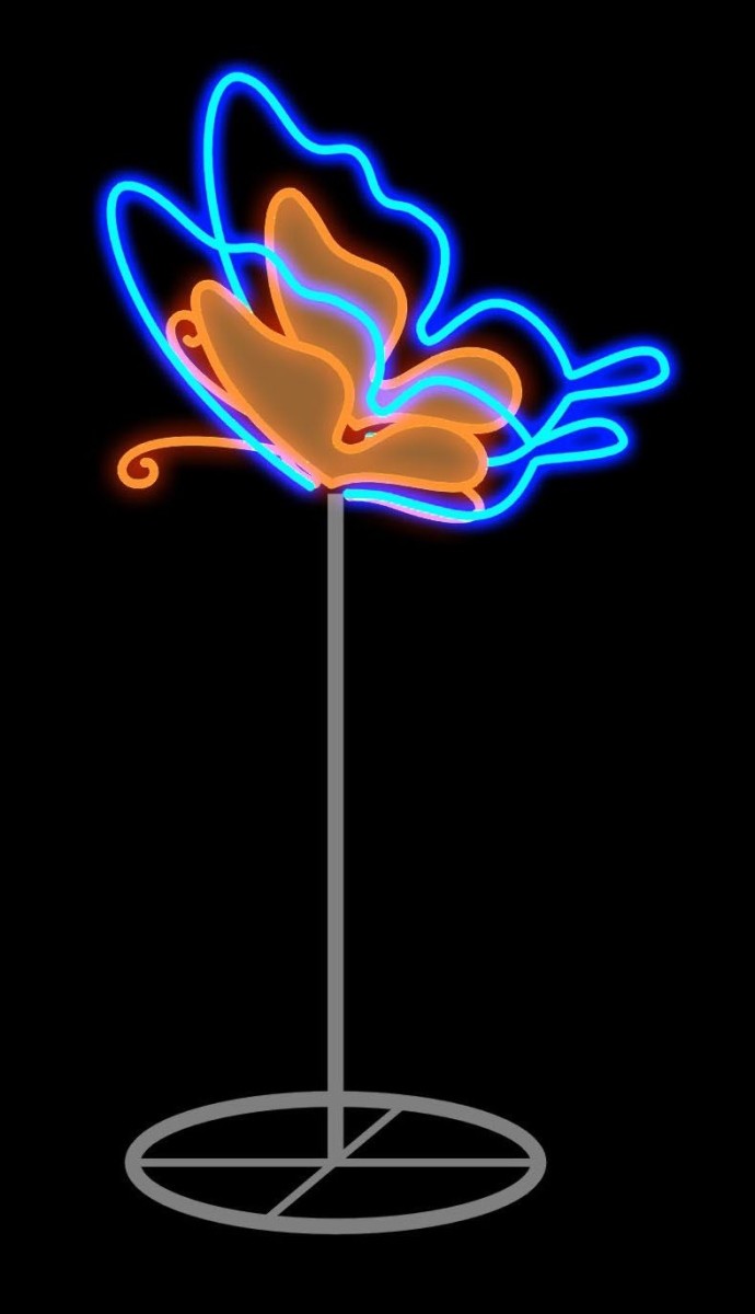 2 ft. LED Butterfly, Blue & Orange