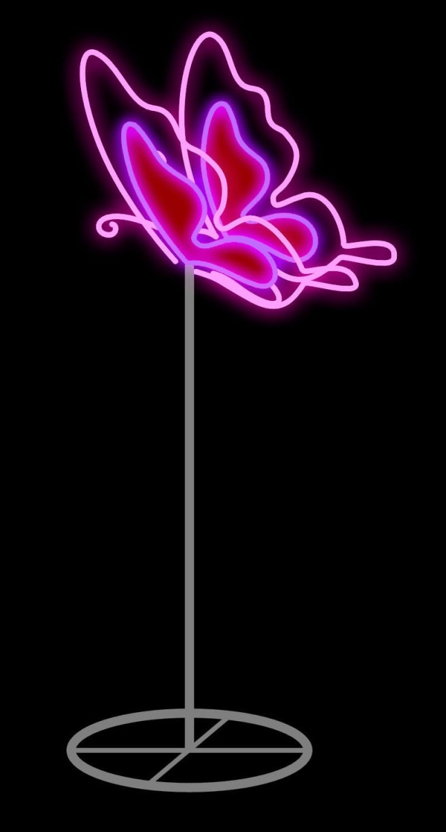 2 ft. LED Butterfly, Purple & Pink