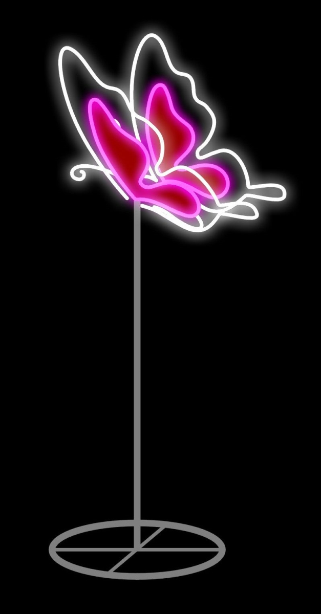 2 ft. LED Butterfly, Pure White & Pink