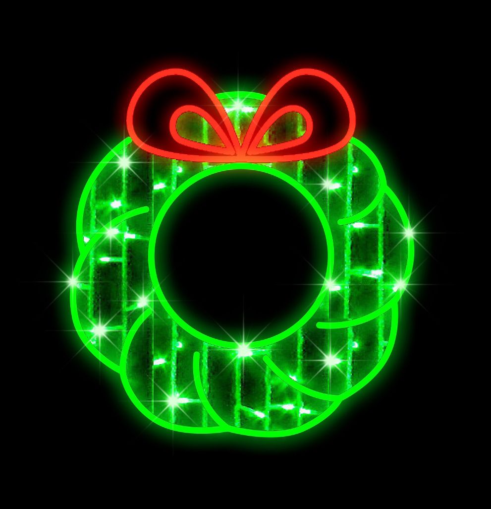 5 ft. LED Christmas Wreath, Red & Green