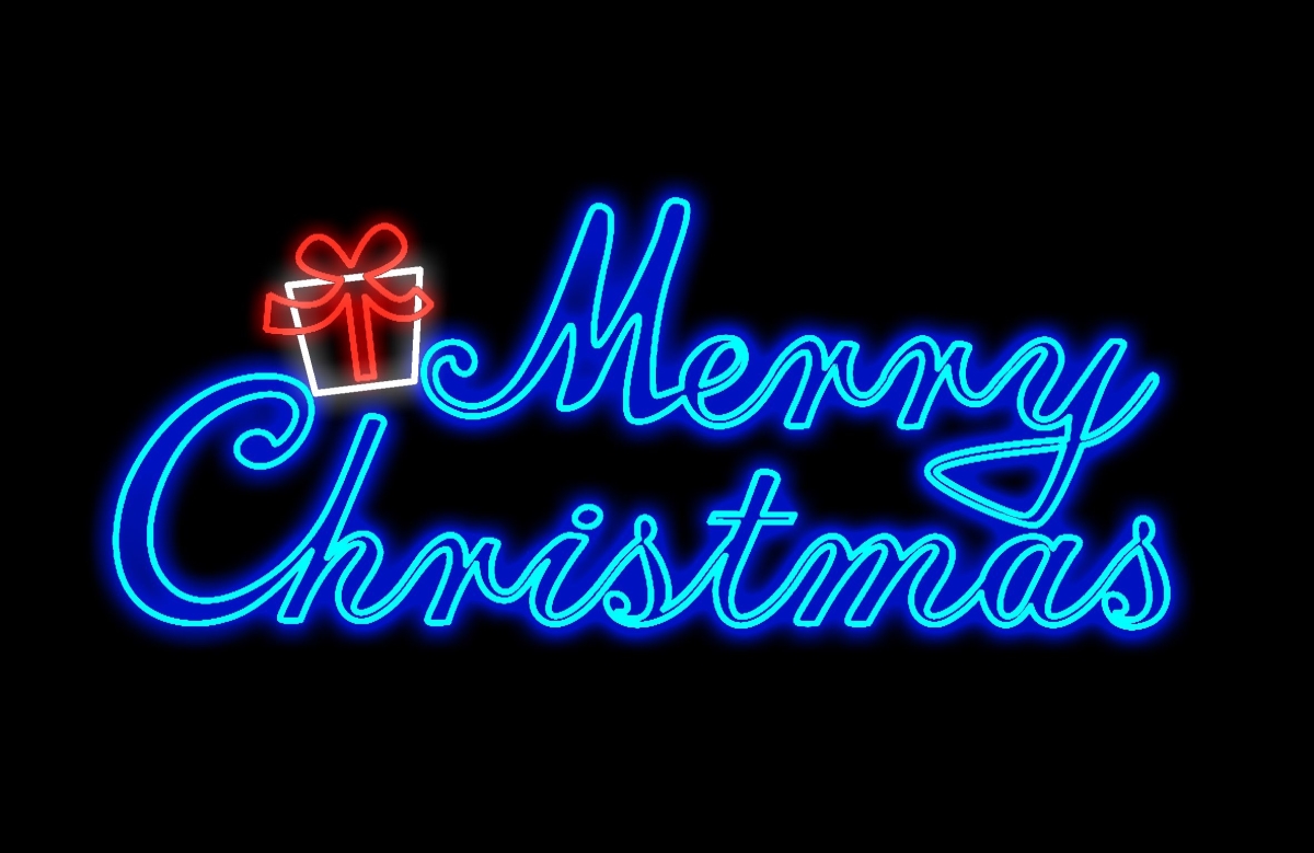 2 ft. LED Merry Christmas Sign, Blue