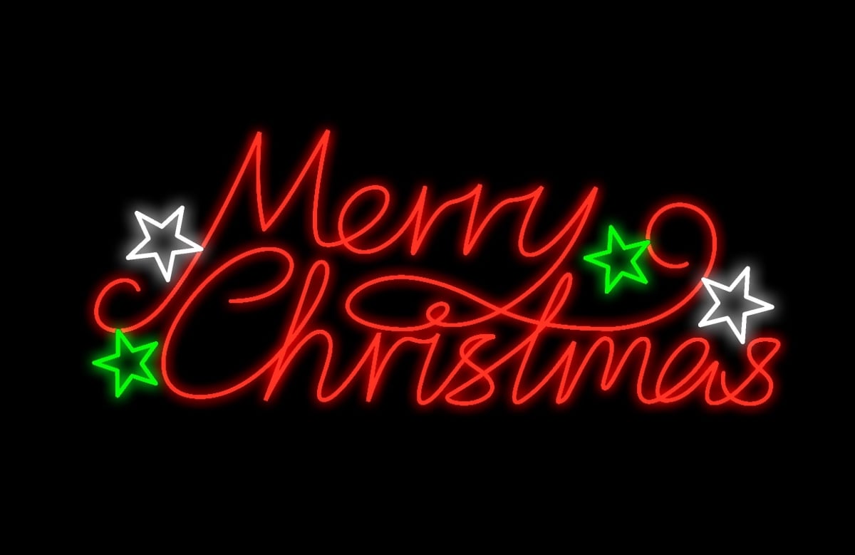 2 ft. LED Merry Christmas Sign, Red