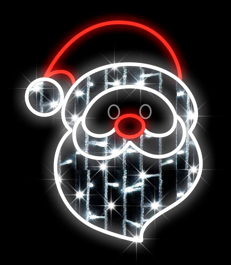 2 ft. Santa Face with LED Window Display, Warm White & Red
