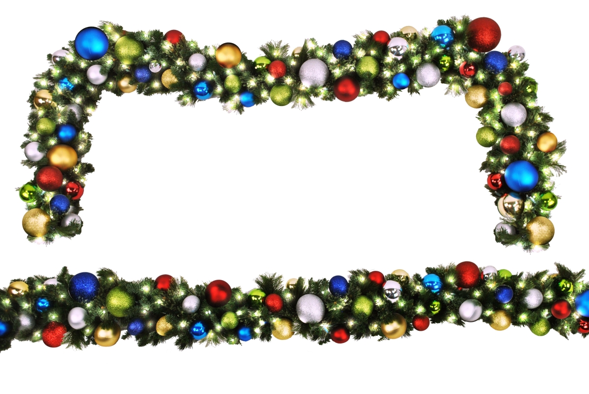 9 ft. Sequoia Decorated with The Fiesta Ornament Collection Pre-Lit with LEDs Garland, Warm White