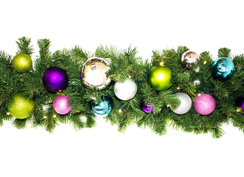 9 ft. Pre-Lit LED Sequoia Decorated with the Victorian Ornament Collection Garland, Warm White