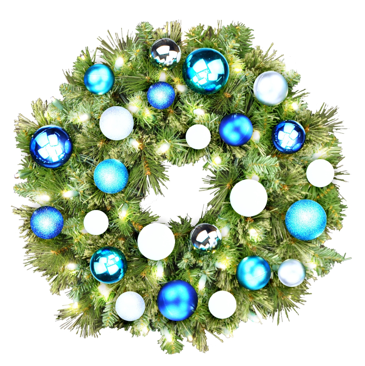 2 ft. Pre-Lit LED Blended Pine Christmas Wreath with The Arctic Ornament, Warm White