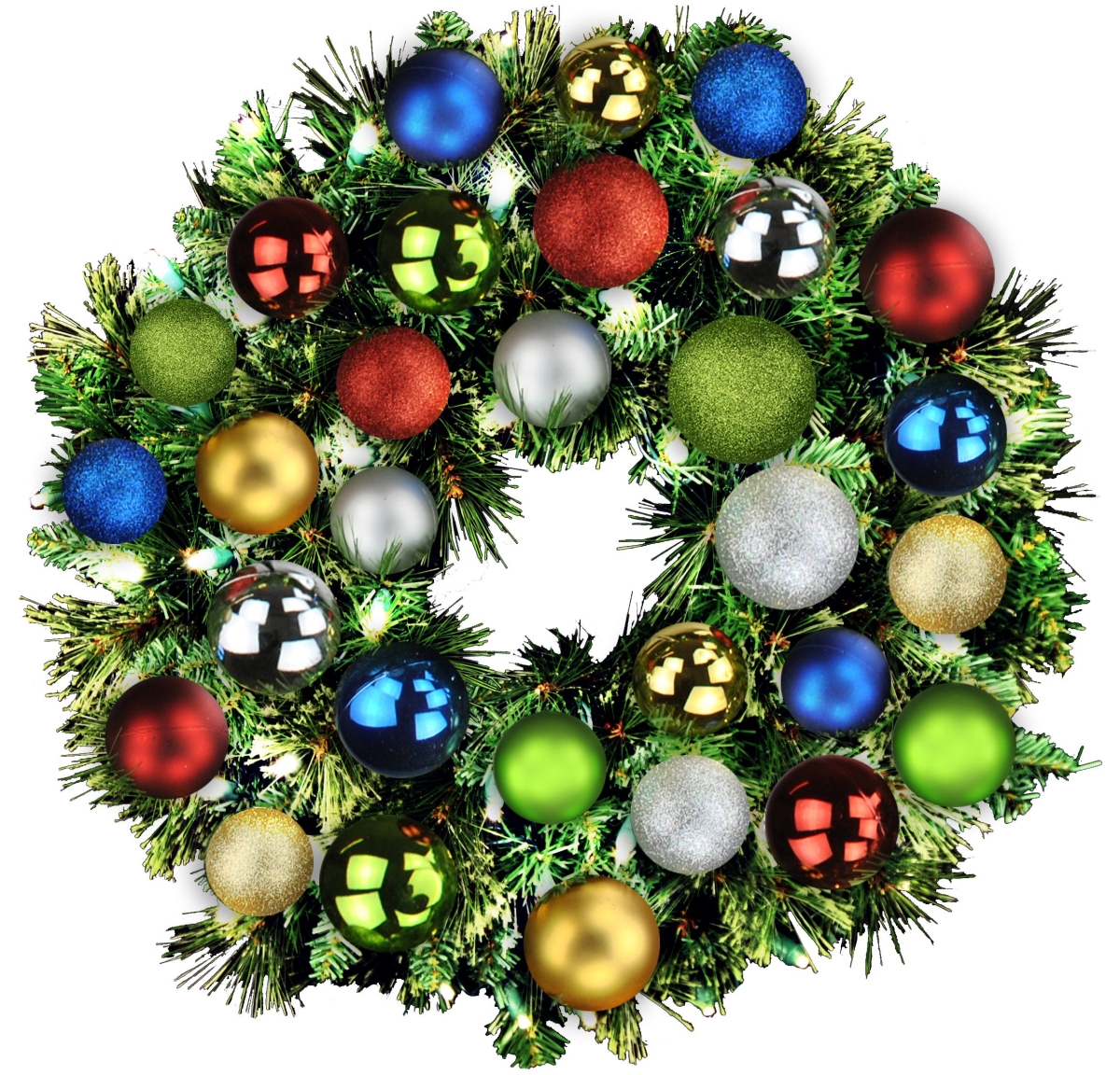 2 ft. Blended Pine Decorated with The Royal Ornament Collection Pre-Lit LEDs Wreath, Warm White