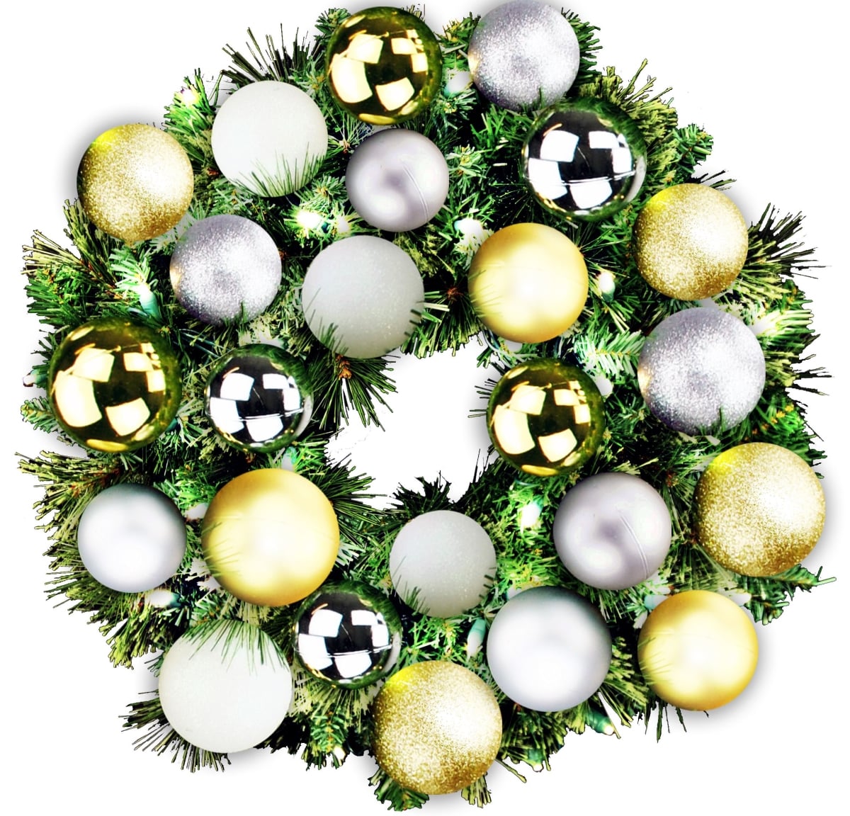 2 ft. Pre-Lit LED Blended Pine Christmas Wreath with The Treasure Ornament, Warm White