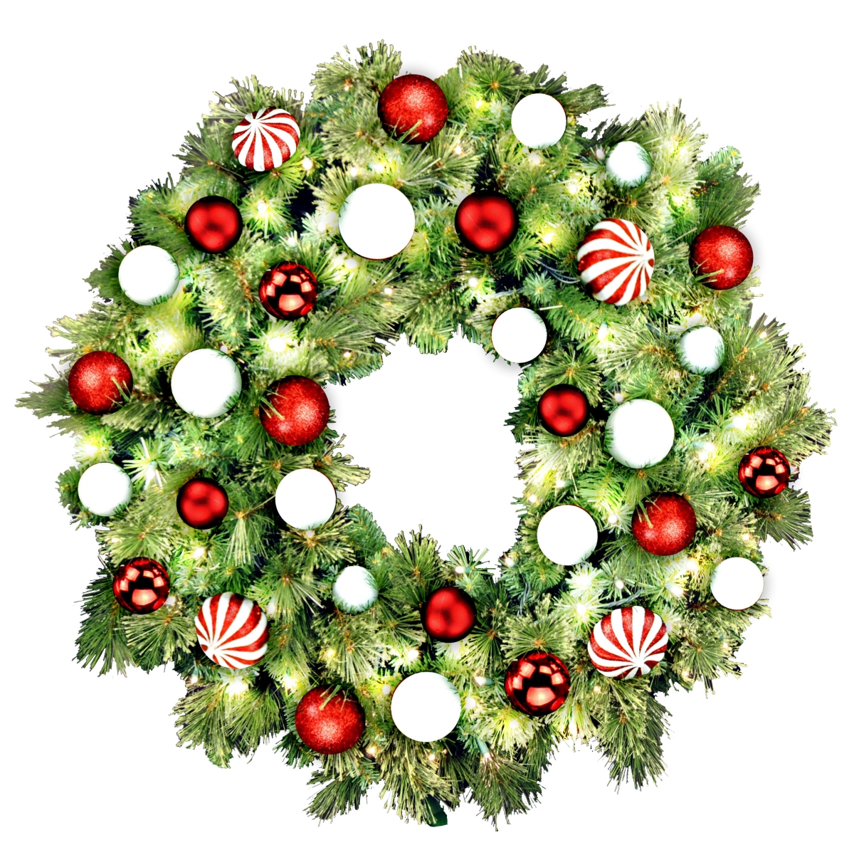 3 ft. Pre-Lit LED Blended Pine Christmas Wreath with The Candy Ornament, Warm White