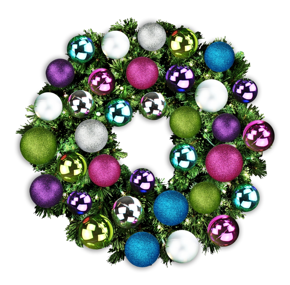 3 ft. Blended Pine Decorated with The Victorian Ornament Collection Pre-Lit LEDs Wreath, Warm White