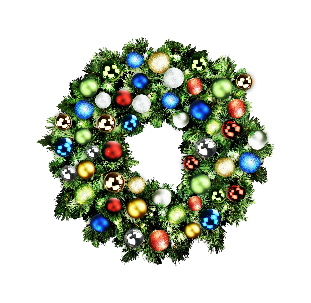 4 ft. Blended Pine Decorated with Fiesta Collection LEDs Wreath, Warm White
