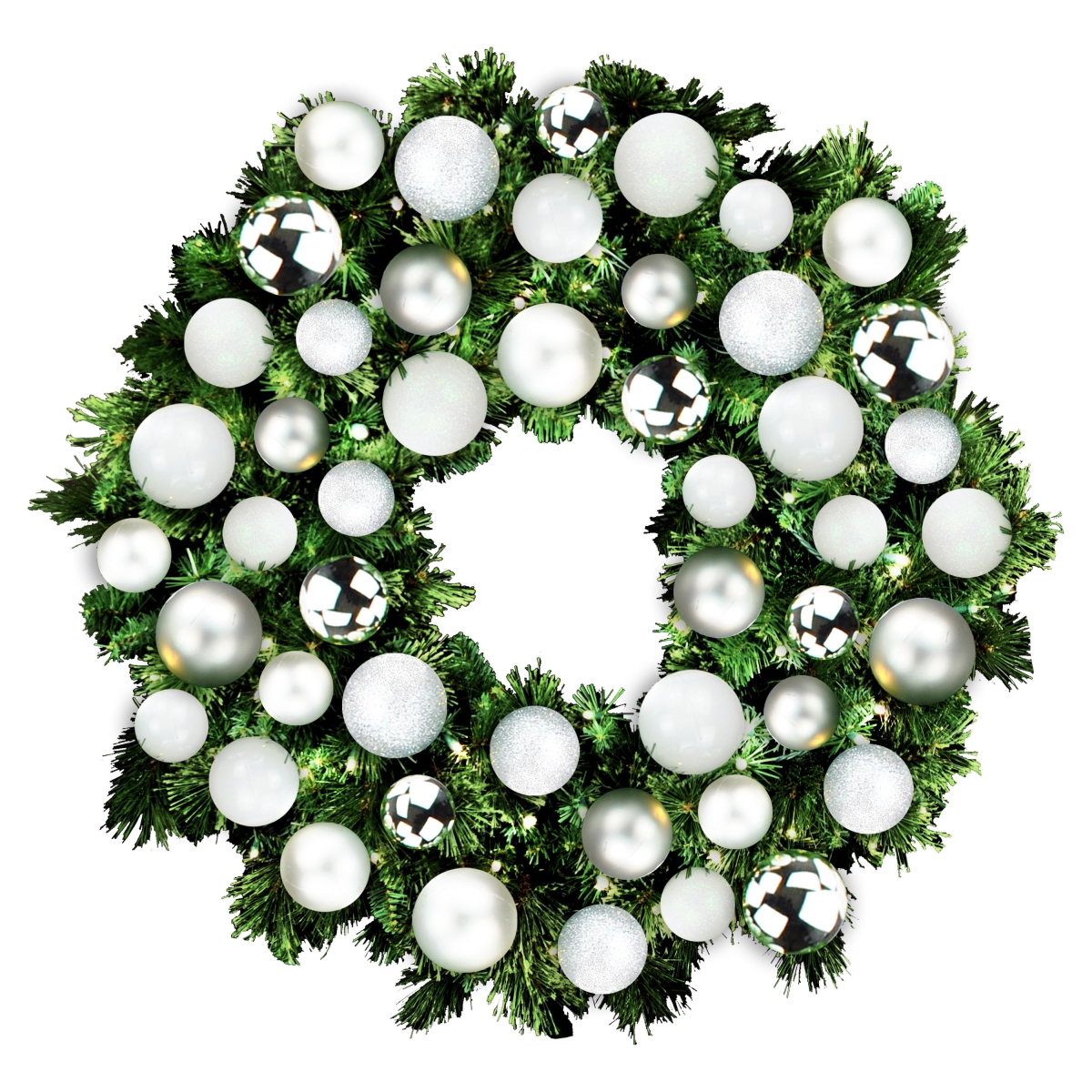 4 ft. Blended Pine Decorated with Iceland Collection LEDs Wreath, Warm White