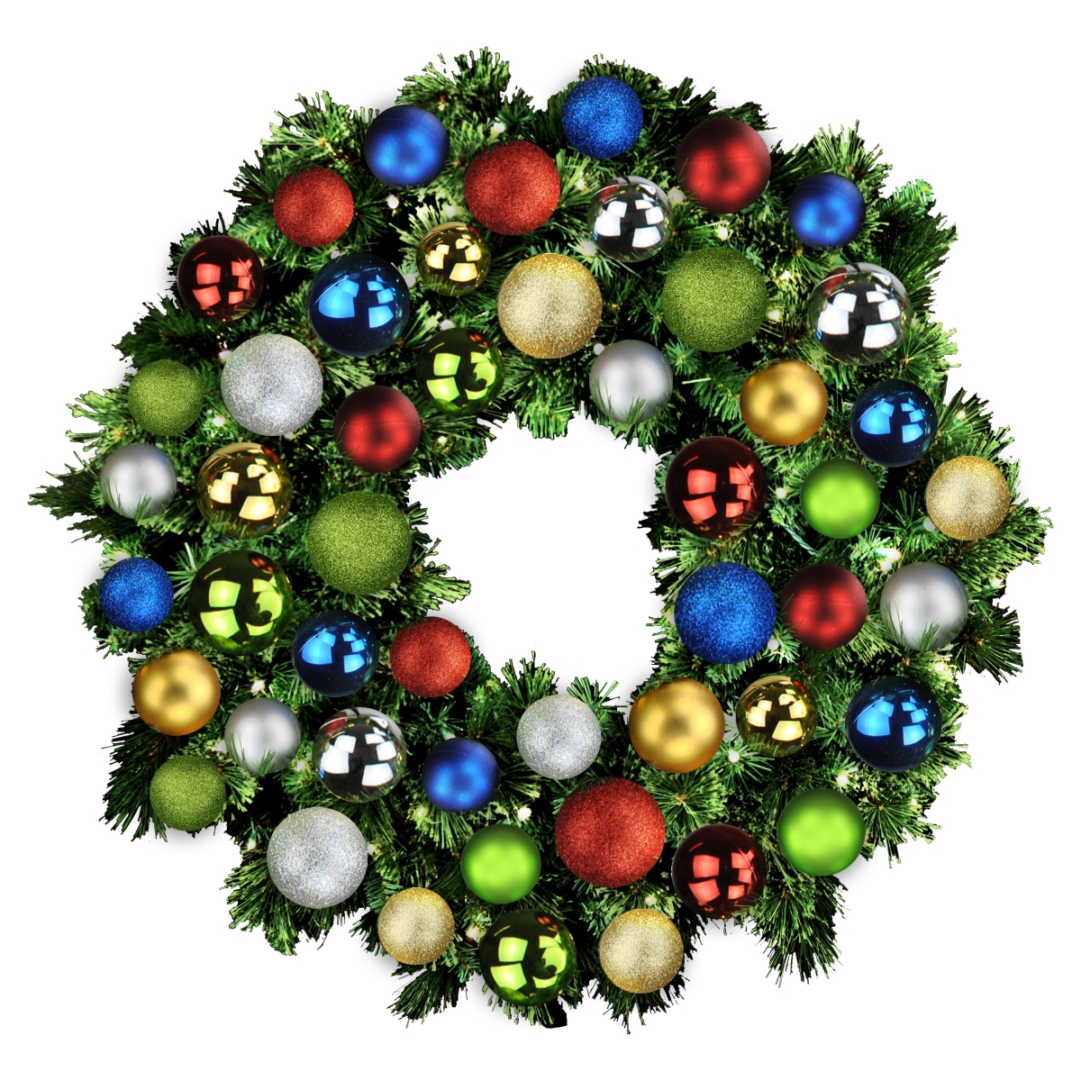 4 ft. Blended Pine Decorated with Royal Collection LEDs Wreath, Warm White