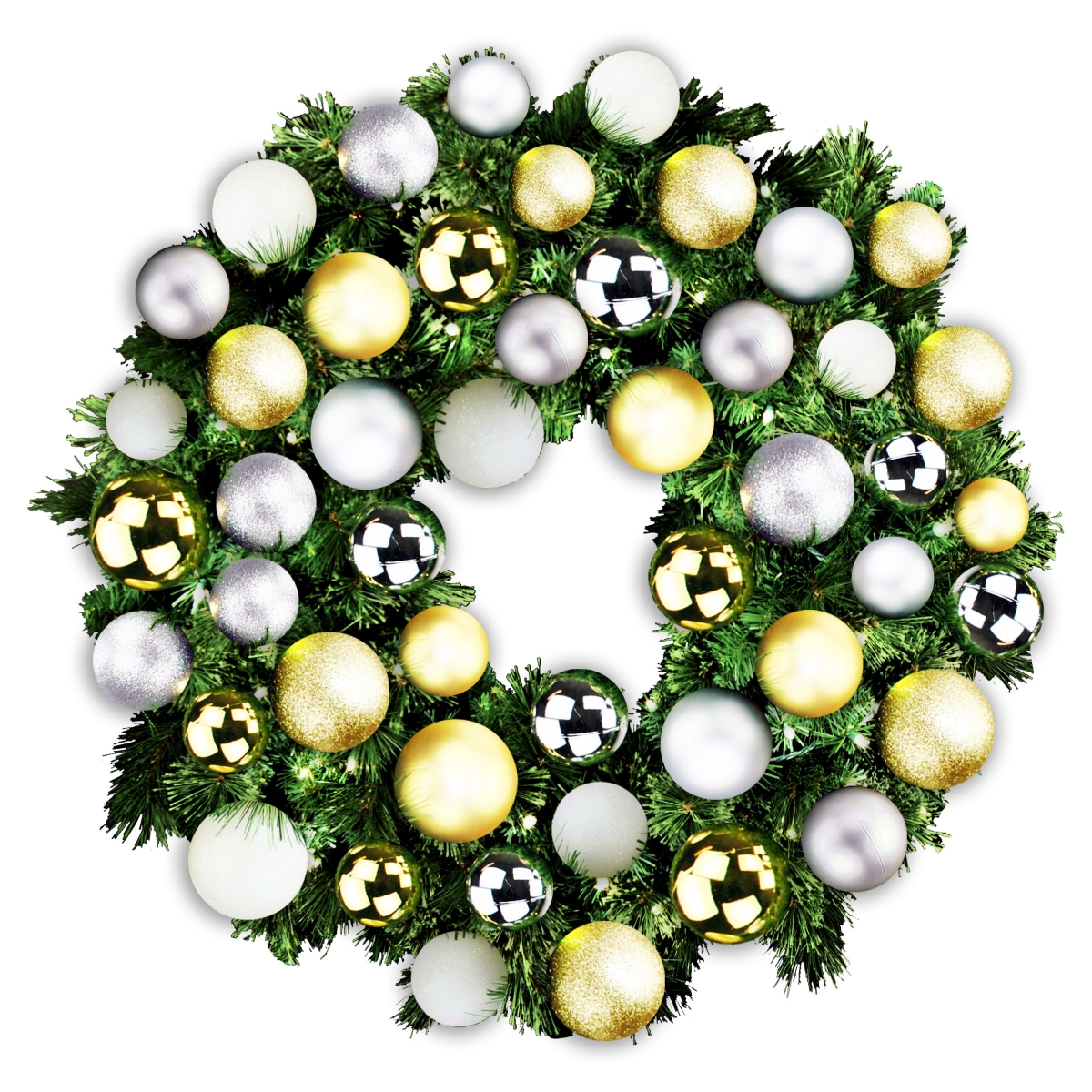 4 ft. LED Blended Pine Christmas Wreath with The Treasure, Warm White
