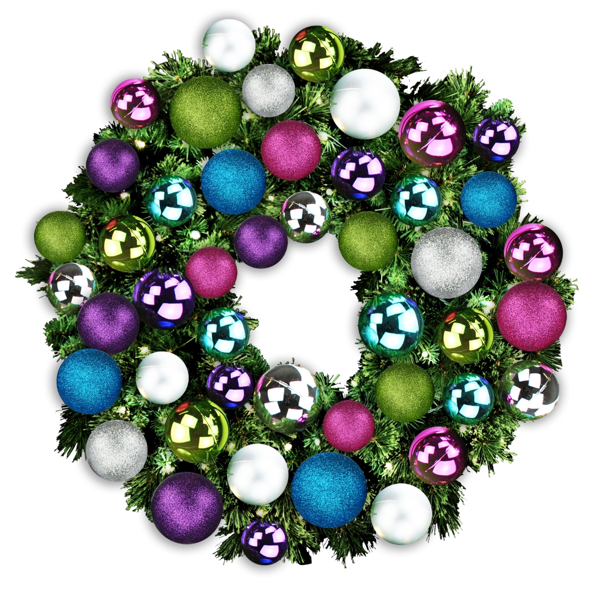 4 ft. LED Blended Pine Christmas Wreath with The Victorian, Warm White