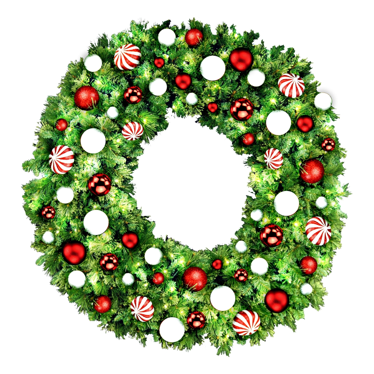5 ft. Pre-Lit LED Blended Pine Christmas Wreath with The Candy Ornament, Warm White