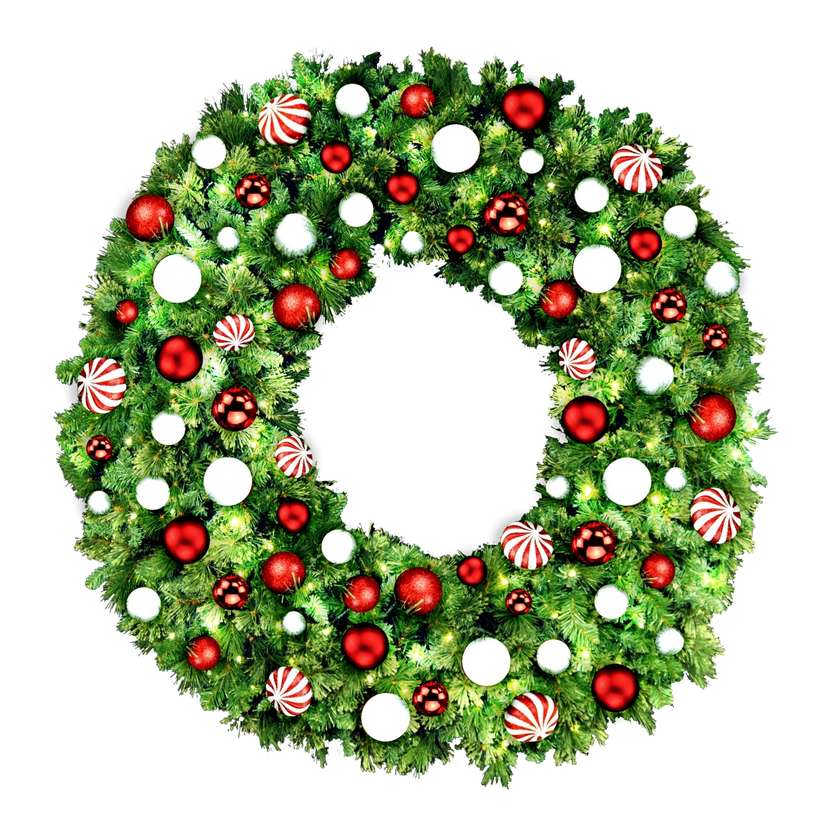 6 ft. LED Blended Pine Christmas Wreath with The Candy, Warm White