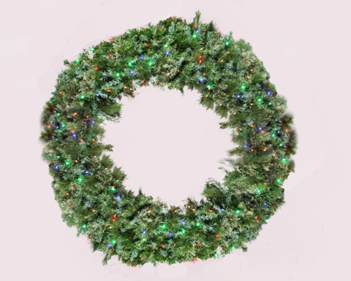 6 ft. Blended Pine Wreath Pre-Lit with LEDS, Multi Color