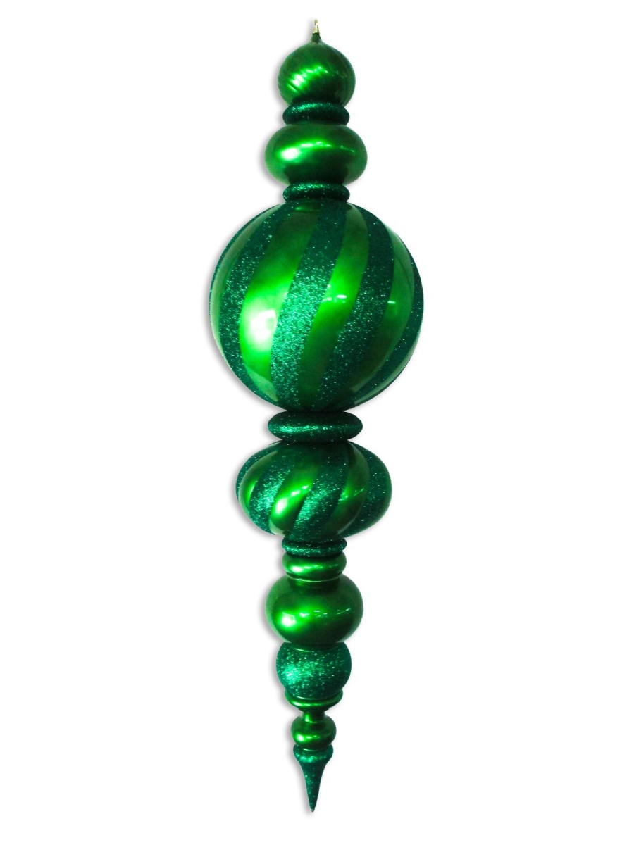 60 in. Jumbo Finial Ornament with Glittered Stripes, Green