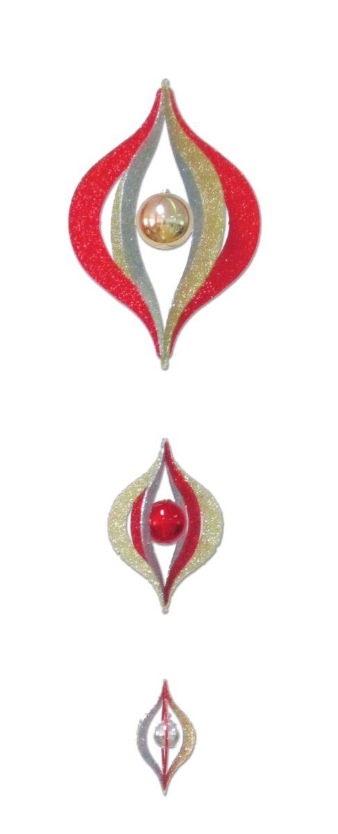 52 in. Dangle Ornament, Green, Red & SIlver