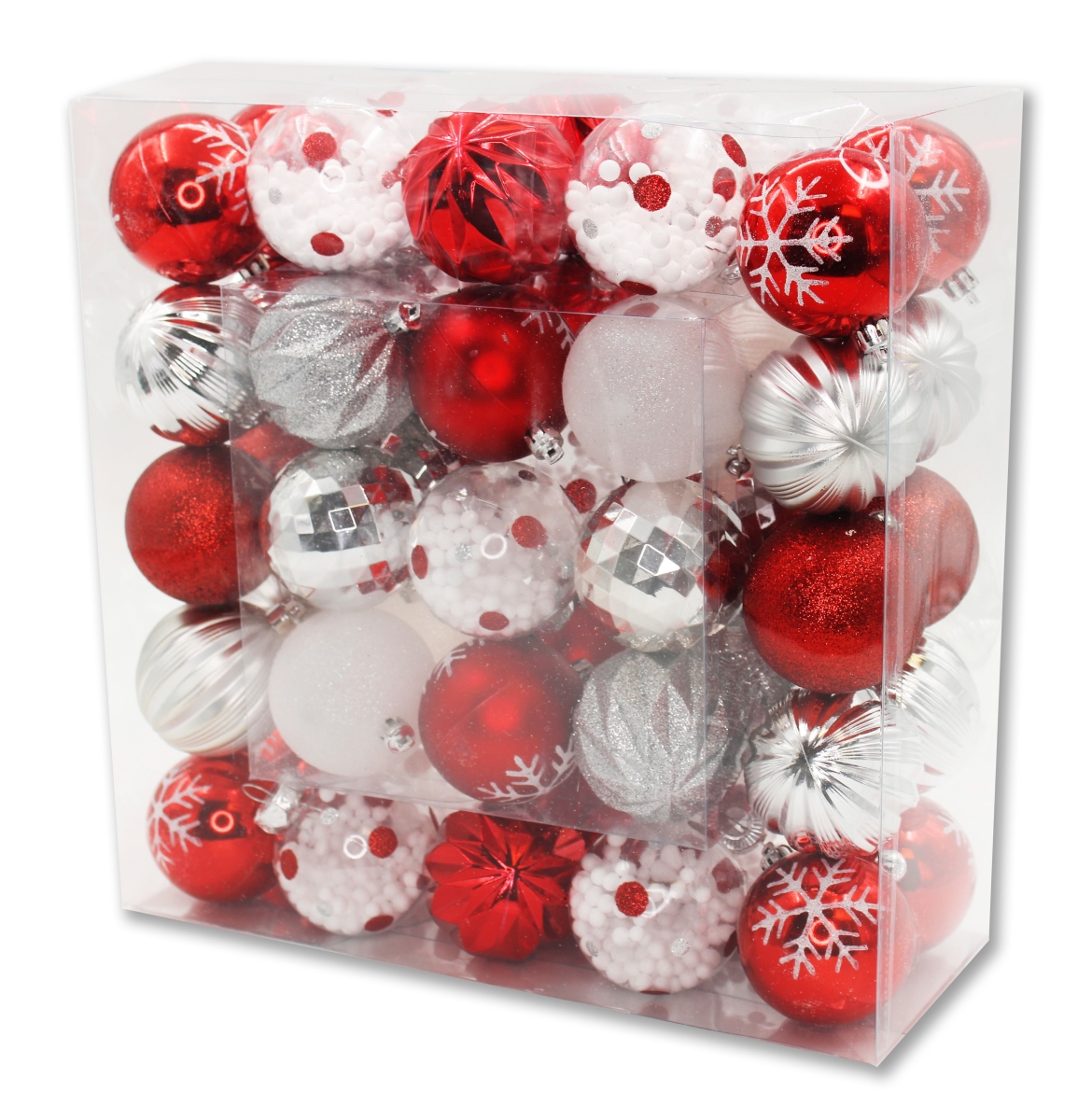 2 in. Ball Ornaments, Red & White - Pack of 50