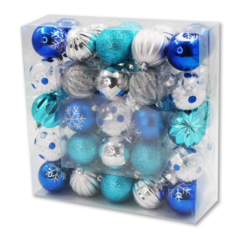 2 in. Ball Ornaments, Teal & Silver - Pack of 50