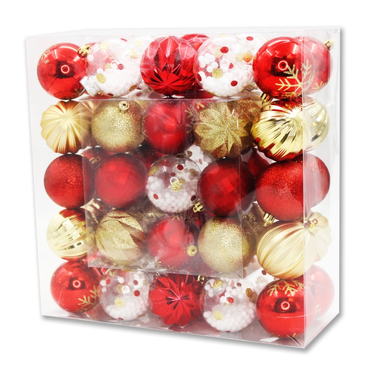 2 in. Ball Ornaments, Red, Gold & Clear - Pack of 50