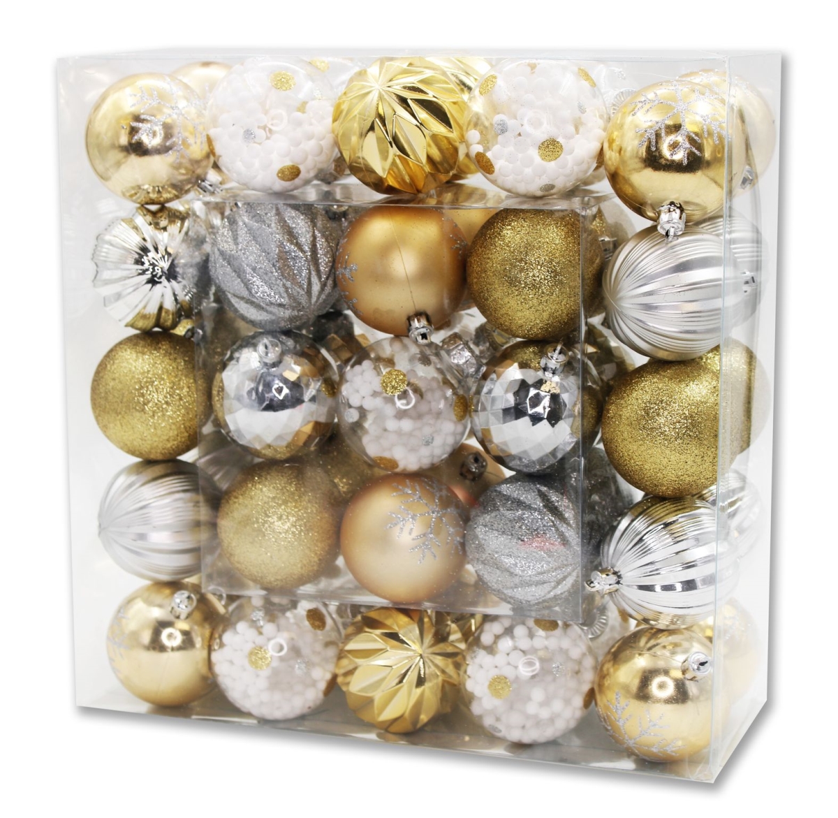 2 in. Ball Ornaments, Gold, Silver & Clear - Pack of 50