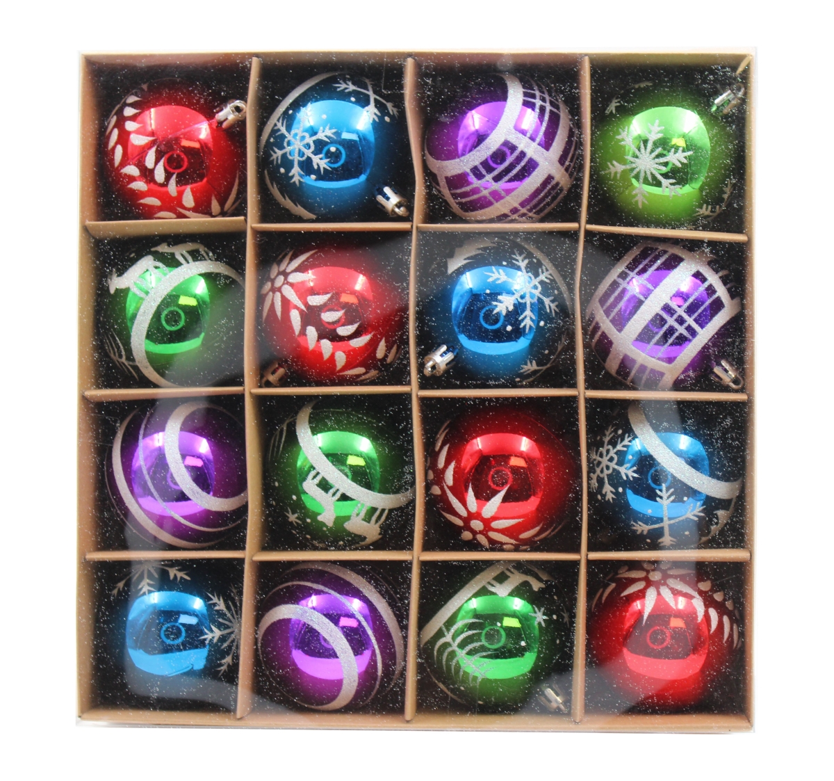2.5 in. Ball Ornament, Blue, Purple & Green - Pack of 16