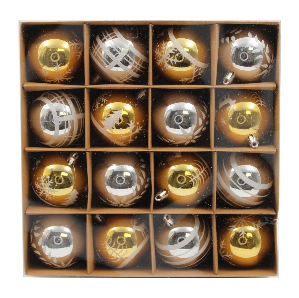 2.5 in. Ball Ornament, Gold & Silver - Pack of 16