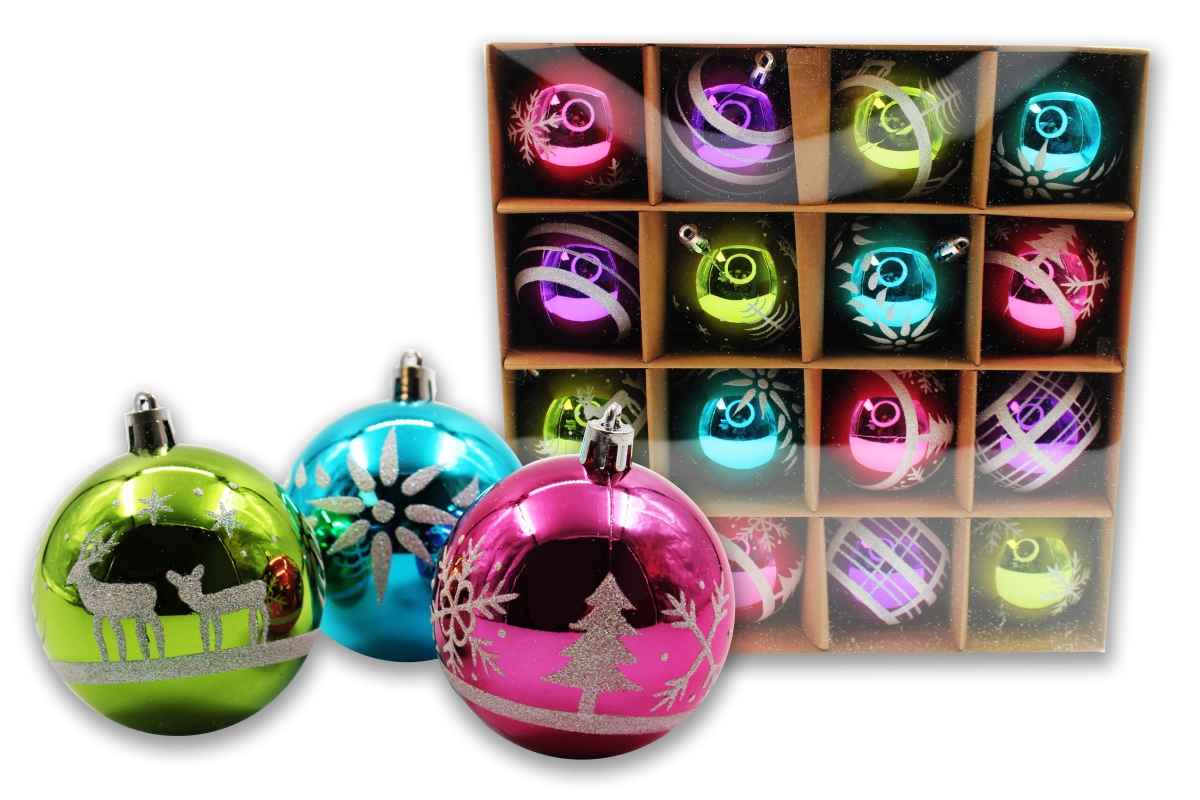 Christmas Ornament Ball, Multi Color - Pack of 16