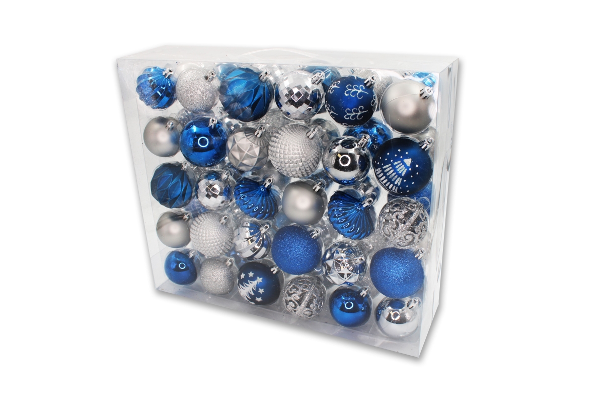 Ball & Onion Ornaments, Blue & Silver - Pack of 60