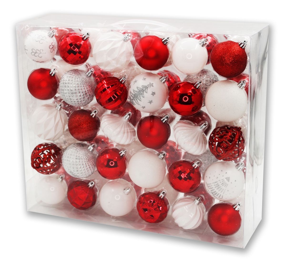 Ball & Onion Ornament, Red & White - Pack of 60