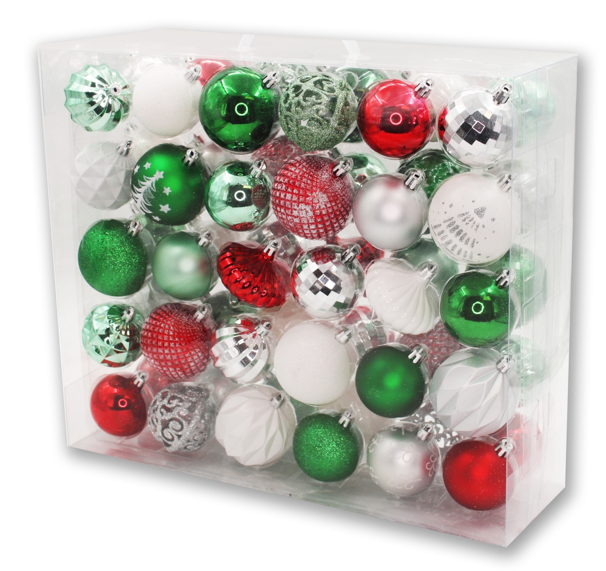 Ball & Onion Ornaments, Red, Green & White - Pack of 60