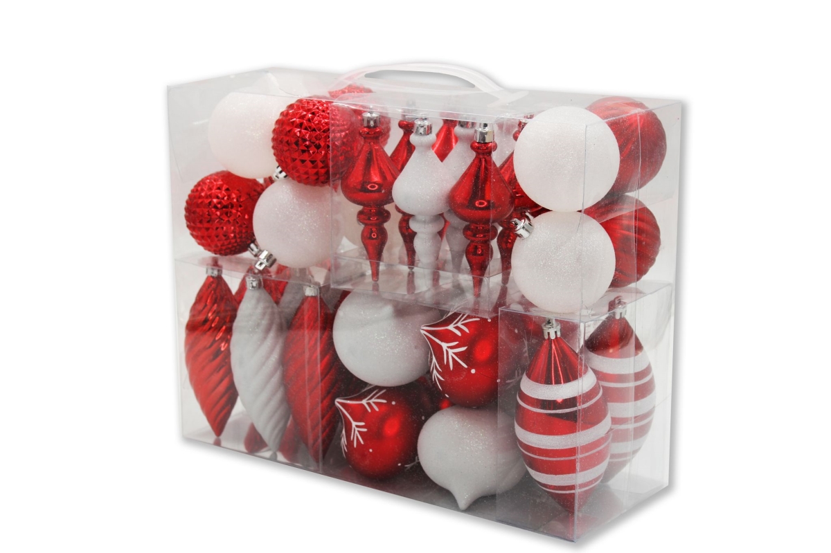 Christmas Ornaments, Red & White - Pack of 40
