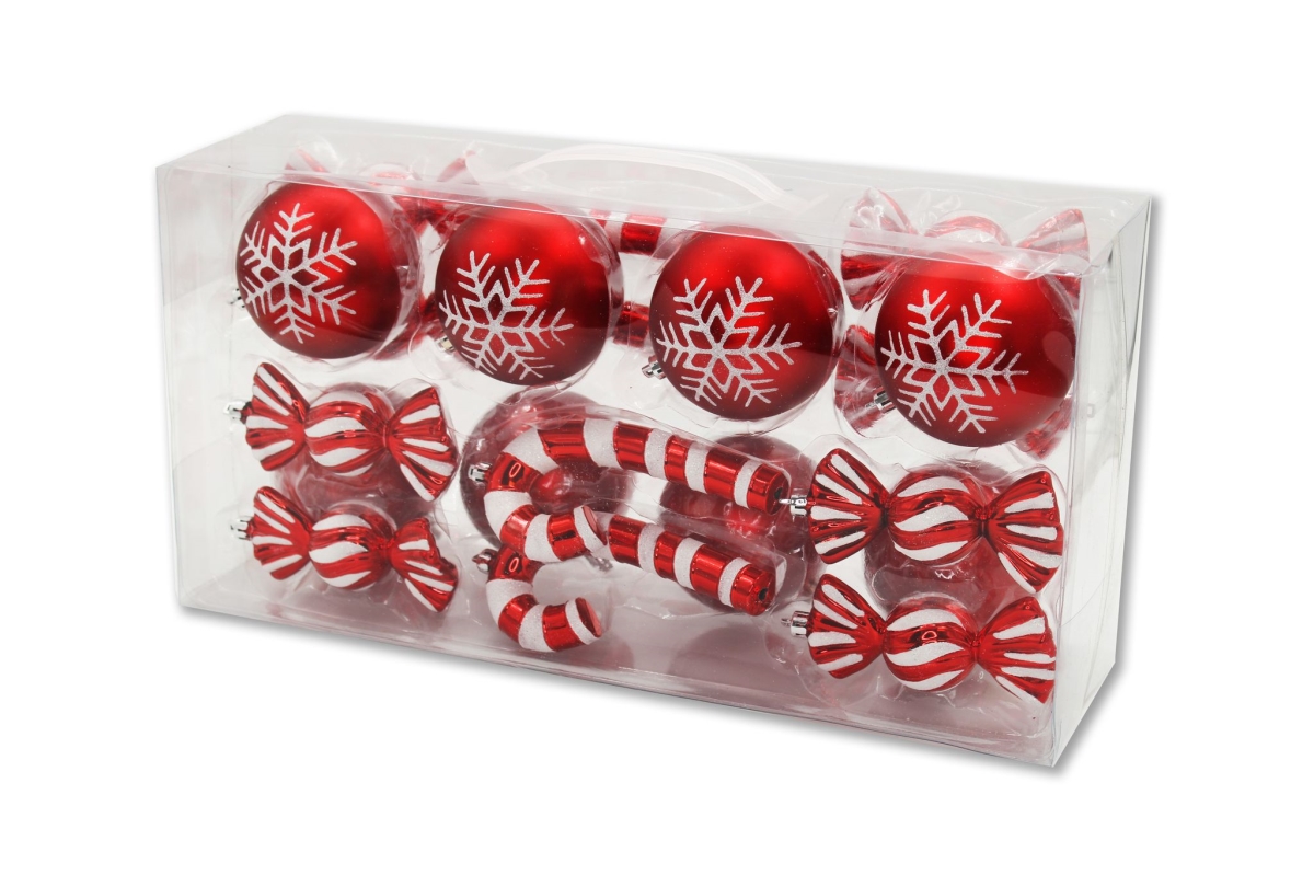 Christmas Ornaments, Red & White - Pack of 20