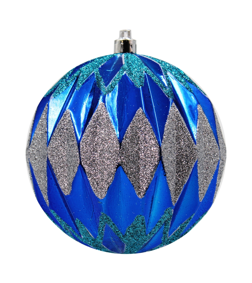 Ball Ornaments, Dark Blue, Aqua & Silver - Pack of 12