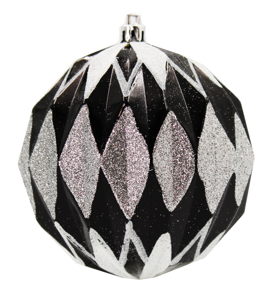 Ball Ornaments, Black, White & Silver - Pack of 12