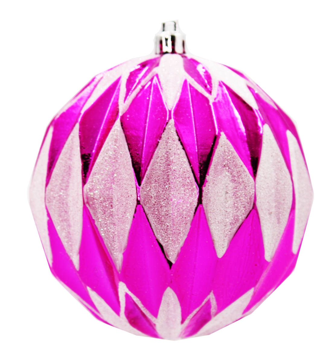 Ball Ornaments, Hot Pink & White - Pack of 12