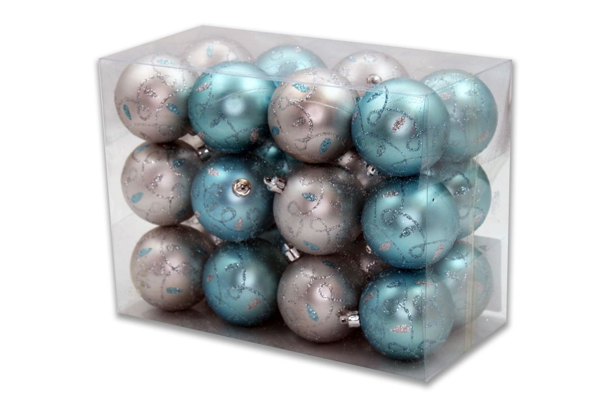 Loop Design Ornaments, Teal & Silver - Pack of 24