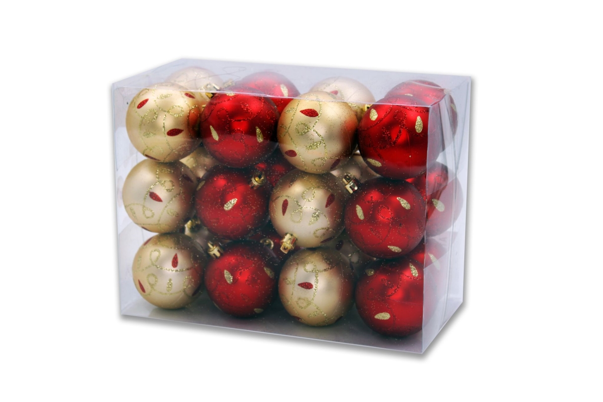 Loop Design Ornaments, Red & Gold - Pack of 24