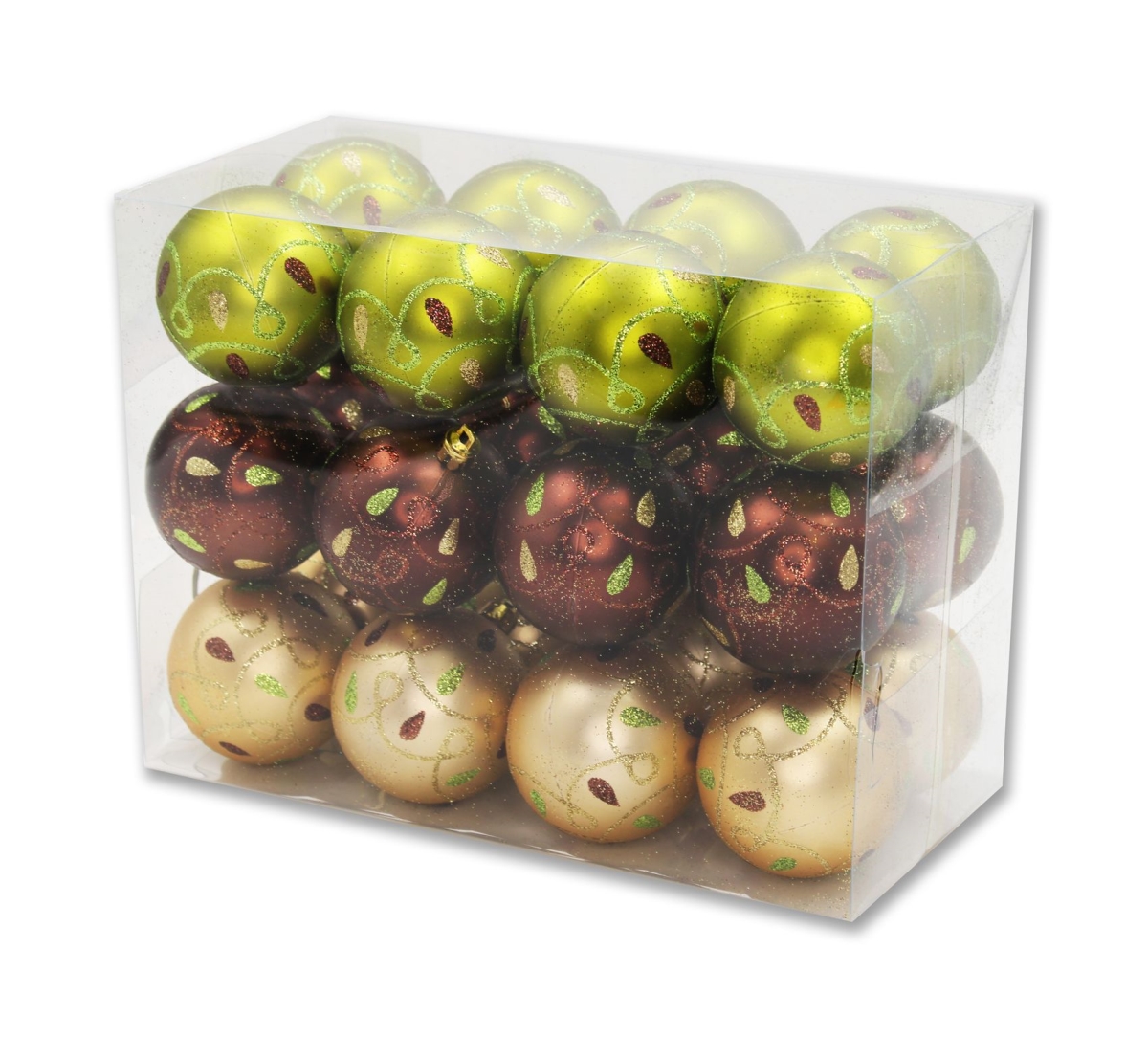 Loop Design Ornaments, Lime Green, Copper, & Gold - Pack of 24