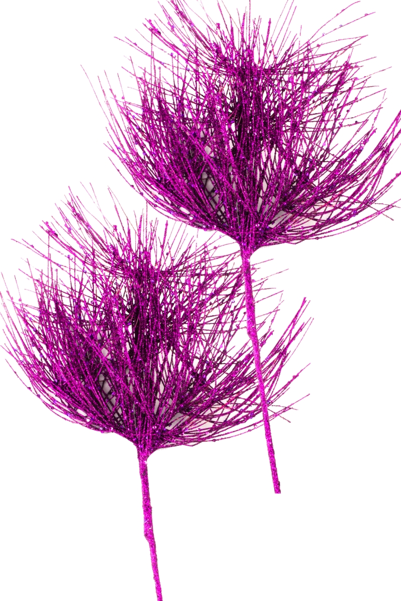 PCK25-SPRY-PU-2PK 25 in. Glittered Branch Pick Spray for Christmas Decoration, Purple - Pack of 2