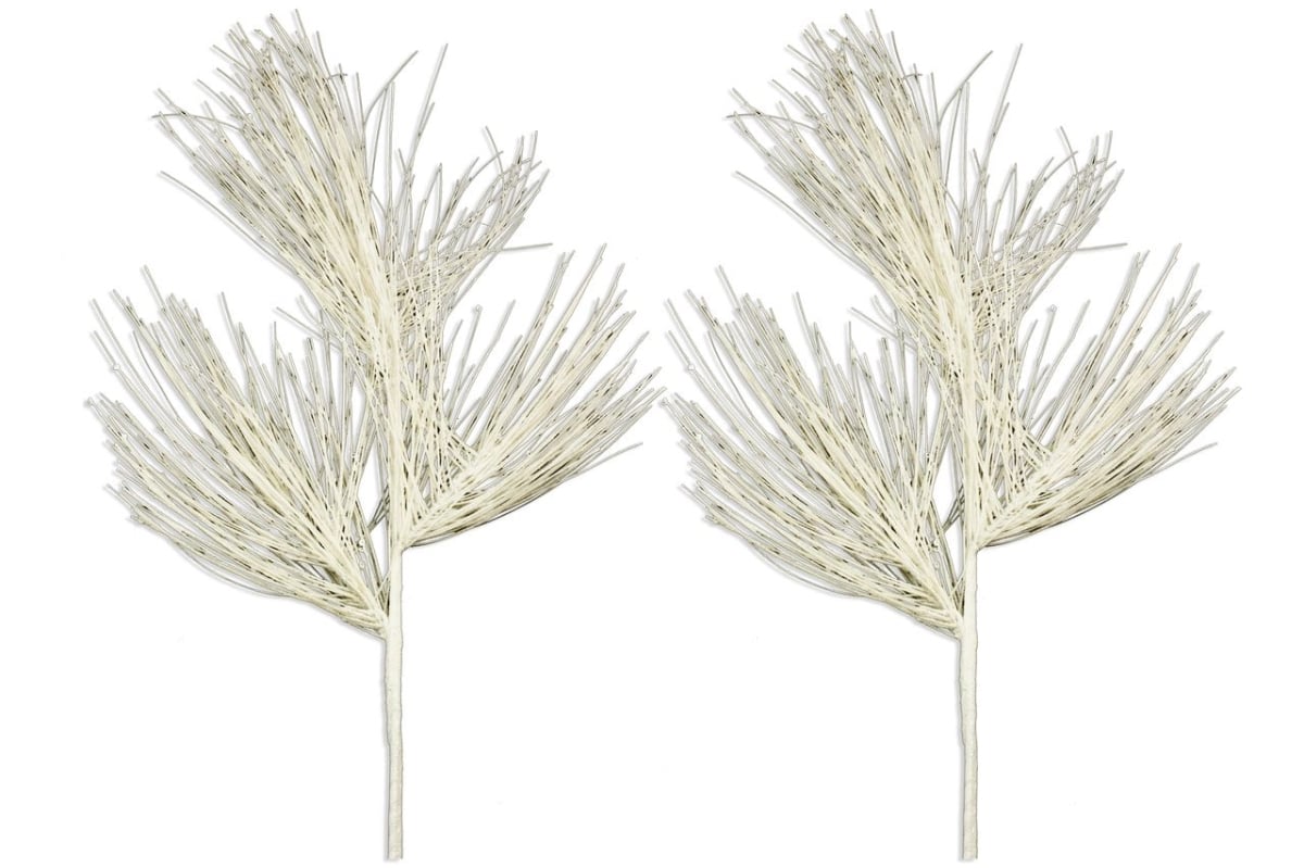 PCK25-SPRY-WH-2PK 25 in. Glittered Branch Pick Spray for Christmas Decoration, White - Pack of 2