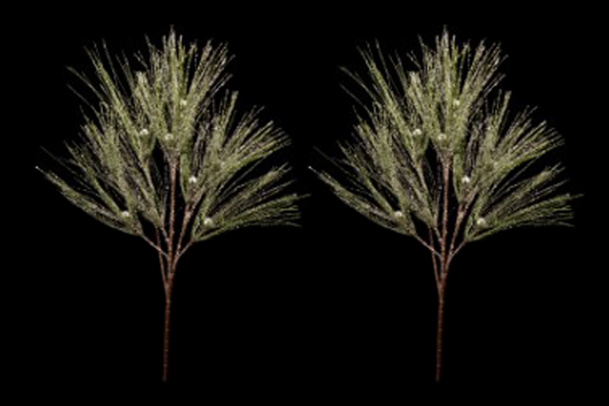 32 in. Snow Covered Pine Spray with 8 Shatterproof Ornaments, White - Pack of 2