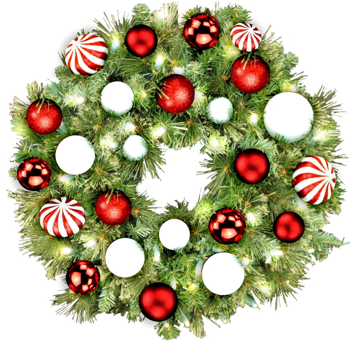 2 ft. Pre-Lit LED Sequoia Christmas Wreath with The Candy Ornament, Warm White