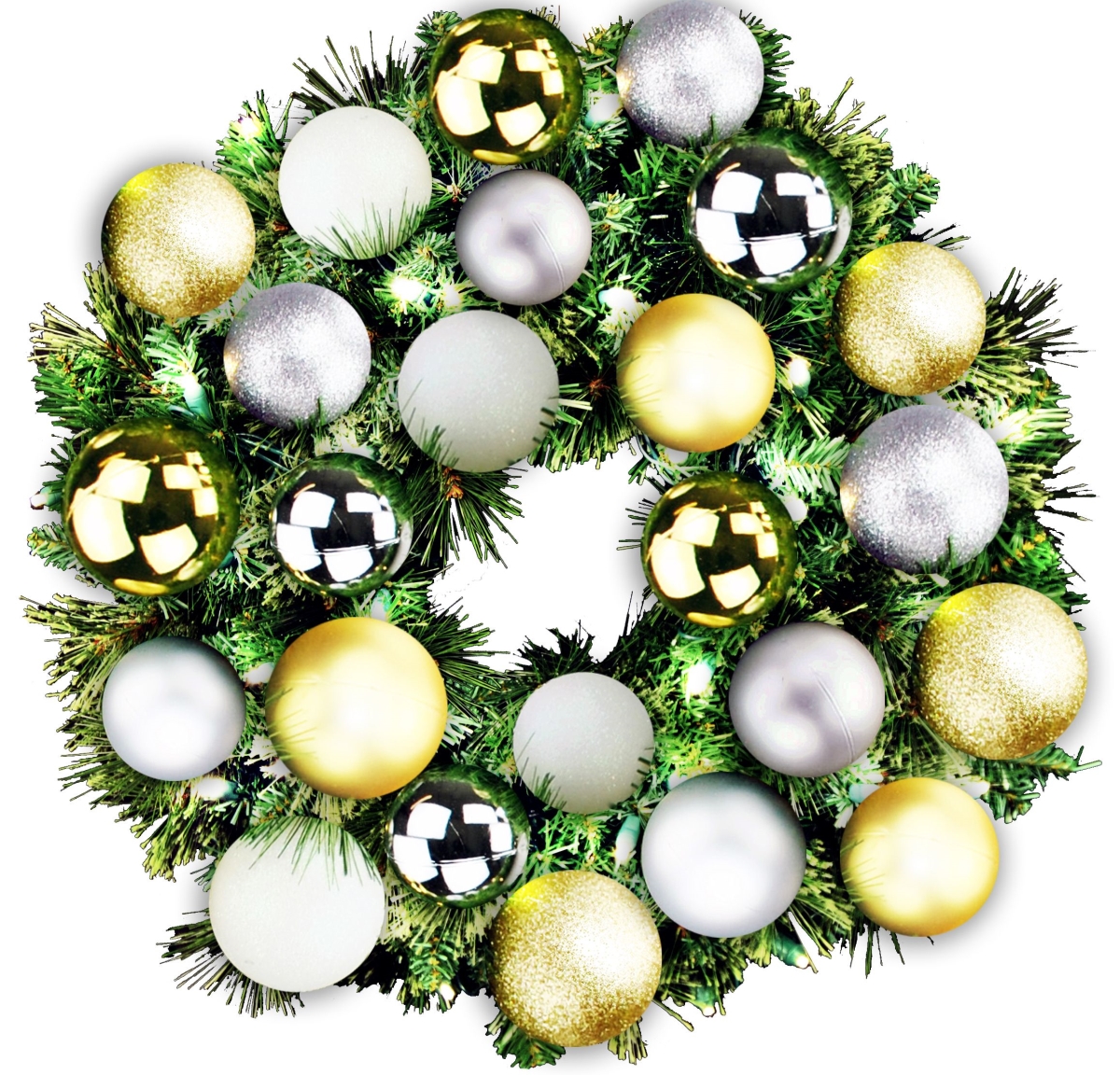 2 ft. Pre-Lit LED Sequoia Christmas Wreath with The Treasure Ornament, Warm White