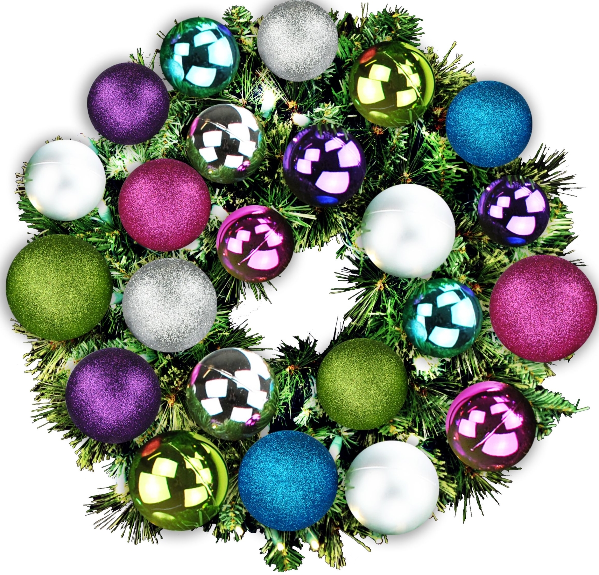2 ft. Pre-Lit LED Sequoia Christmas Wreath with The Victorian Ornament, Warm White